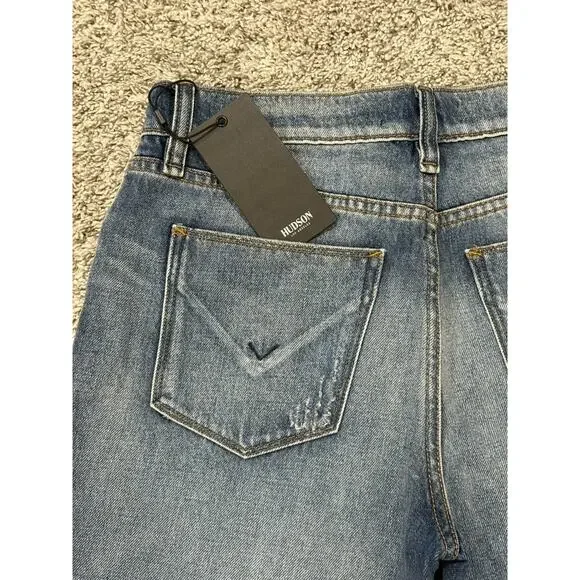 Hudson Jessi Boyfriend Jeans Womens 26 Cropped Distressed Blue NWT - Picture 9 of 14
